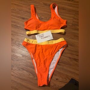 Vibrant Orange High Waisted Bikini Set